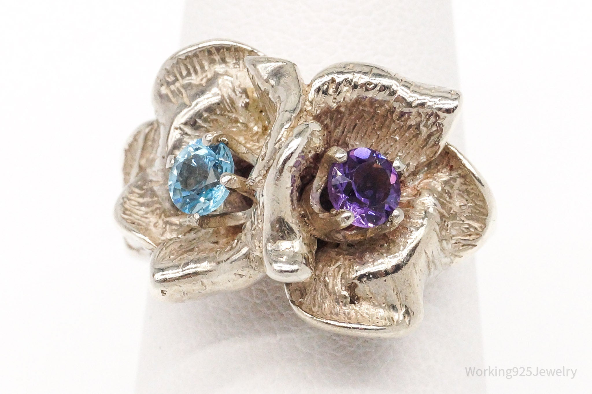 Vintage Blue Topaz Amethyst Silver Ring Size 7.25 | Jewelry > Rings | Wiccan Center