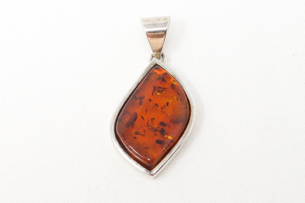 Vintage Amber Modernist Sterling Silver Necklace Pendant | Jewelry > Necklaces > Pendants | Wiccan Center