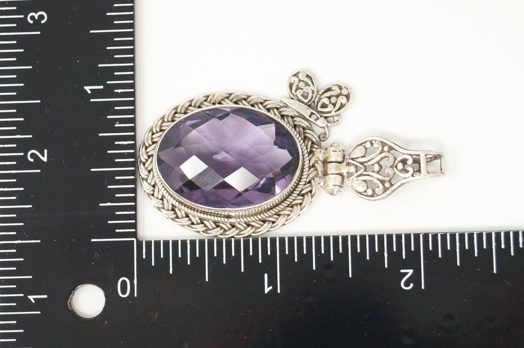 Large Amethyst Butterfly Bali Sterling Silver Necklace Pendant | Jewelry > Necklaces > Pendants | Wiccan Center