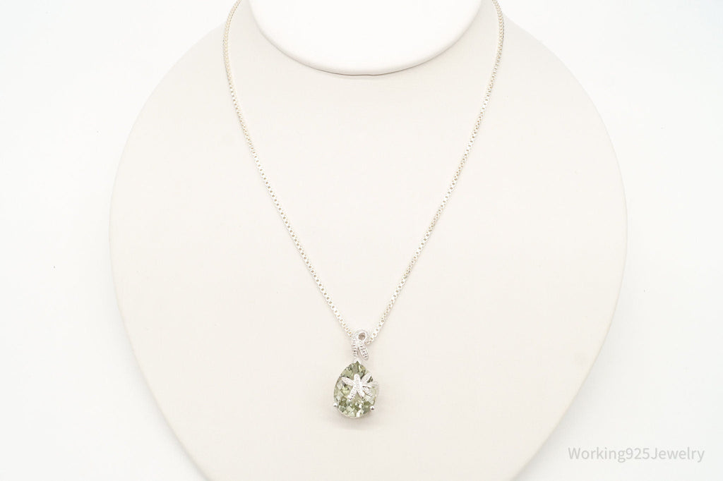 Vintage Prasiolite Dragonflies Sterling Silver Necklace | Jewelry > Necklaces > Pendants | Wiccan Center