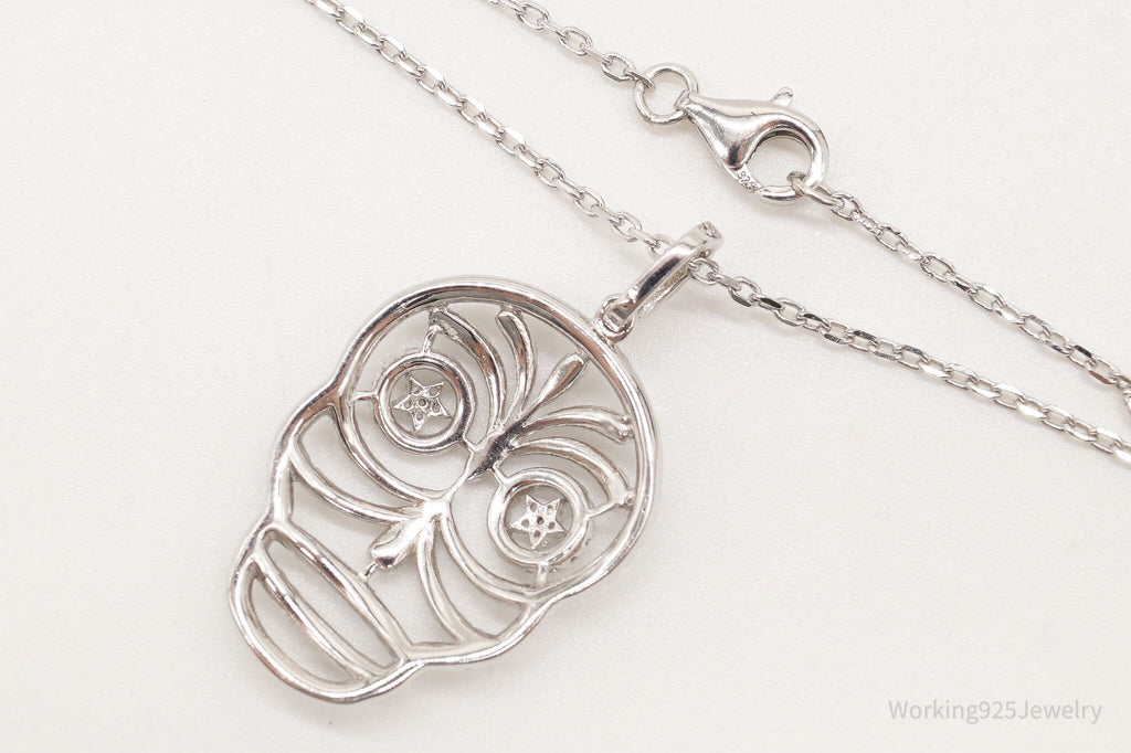 Vintage Cubic Zirconia Skull Sterling Silver Necklace | Jewelry > Necklaces > Pendants | Wiccan Center