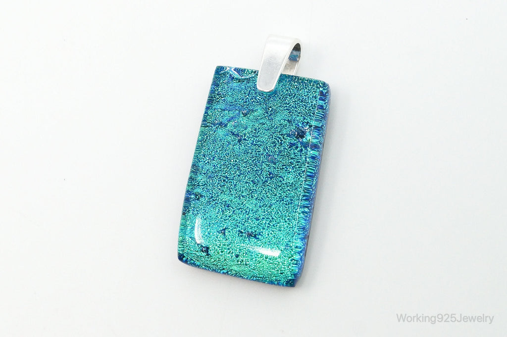 Large Vintage Dichroic Glass Sterling Silver Necklace Pendant | Jewelry > Necklaces > Pendants | Wiccan Center
