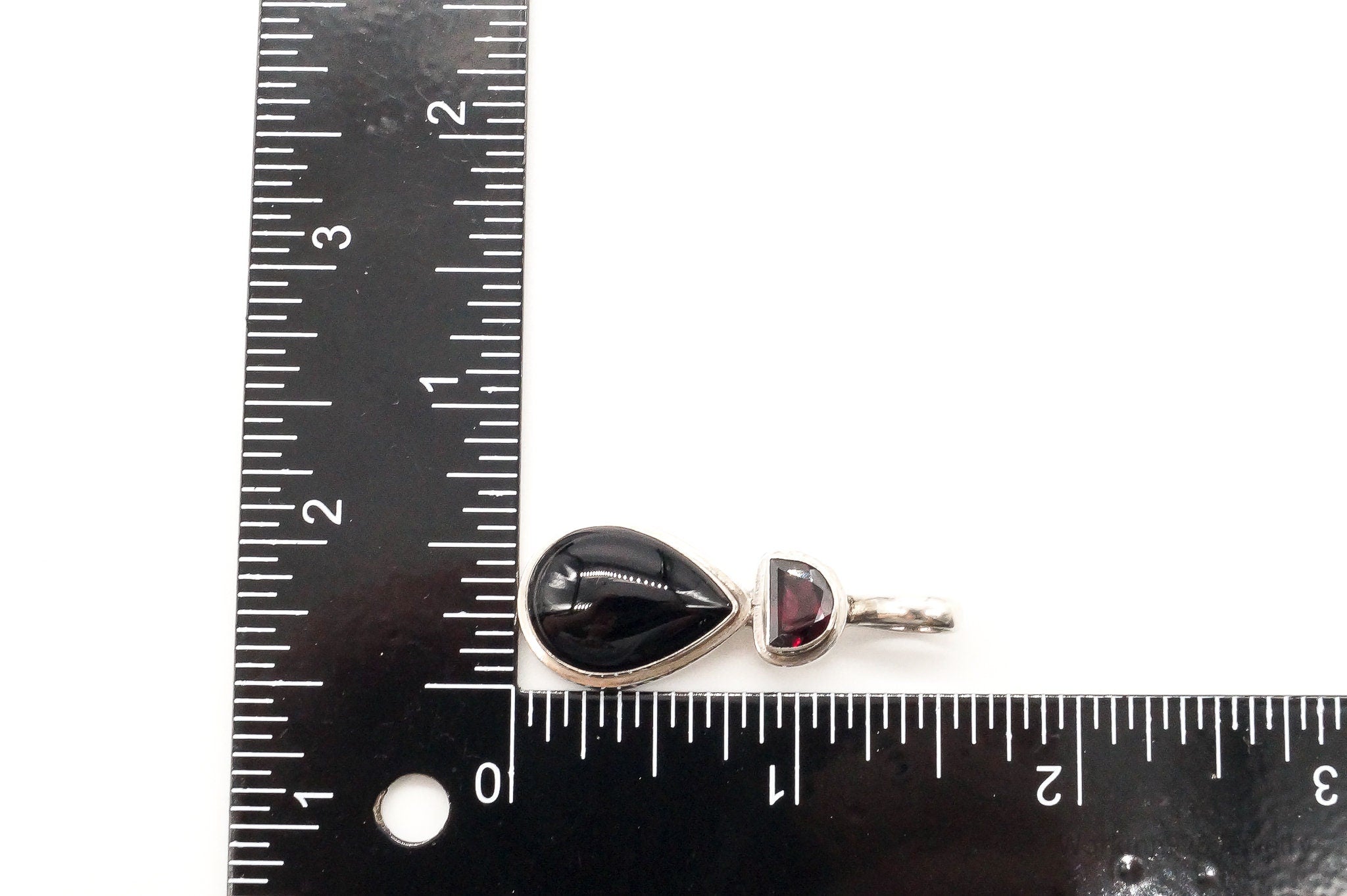 Large Vintage Black Onyx Garnet Sterling Silver Pendant | Jewelry > Necklaces > Pendants | Wiccan Center