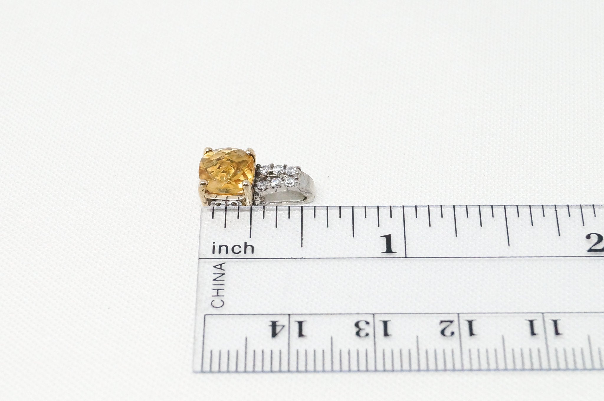 Vintage Art Deco 10K Yellow Gold Citrine CZ Sterling Silver Necklace Pendant | Jewelry > Necklaces > Pendants | Wiccan Center