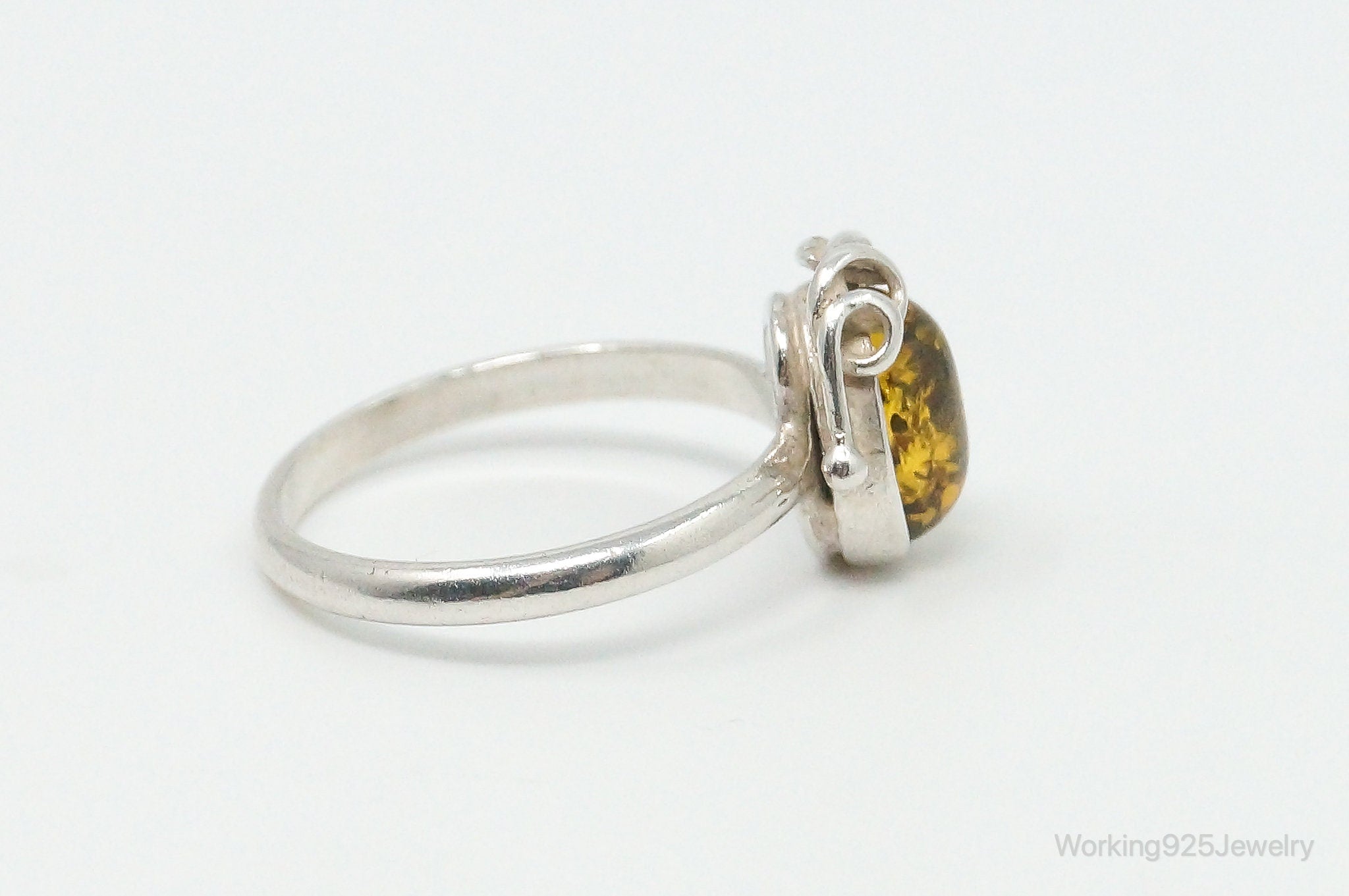 Vintage Yellow Amber Modern Sterling Silver Ring - Size 4.75 | Jewelry > Rings | Wiccan Center