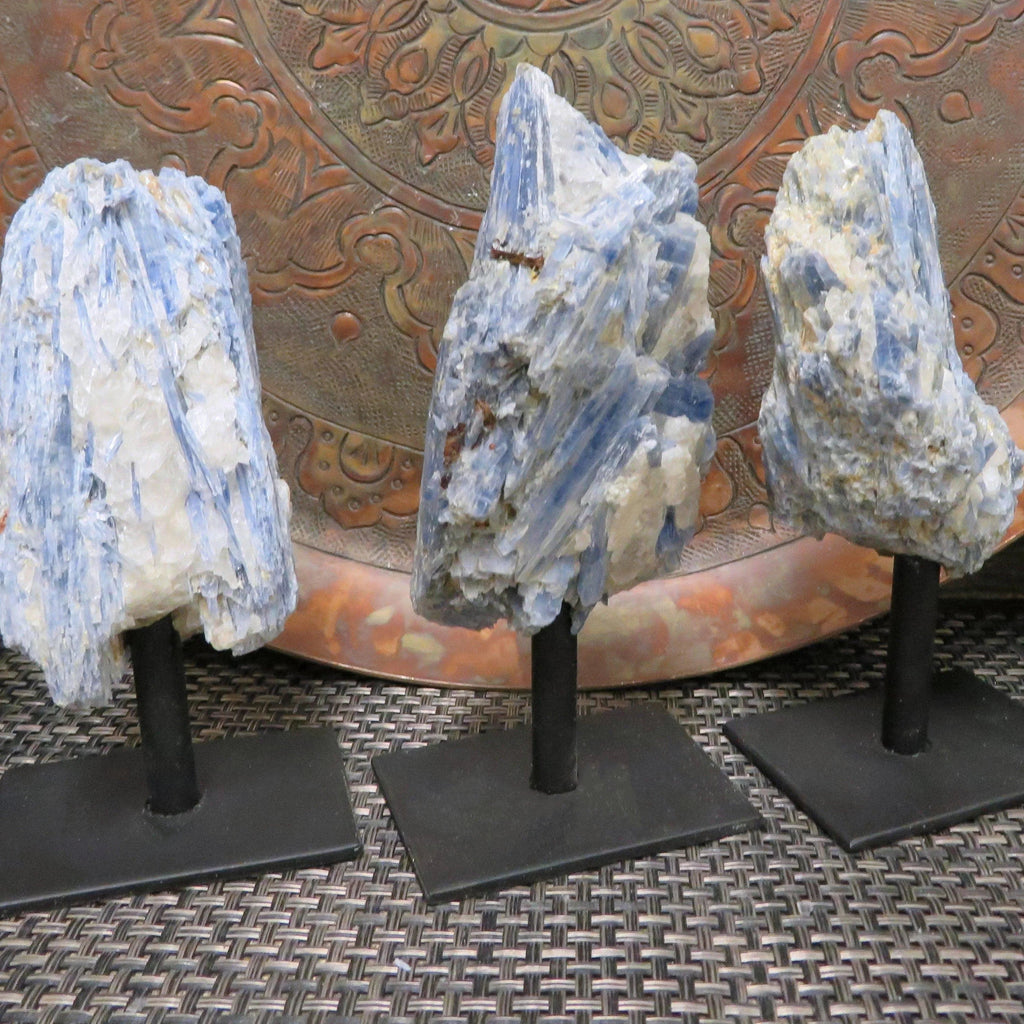 Blue Kyanite Cluster on Metal Stand