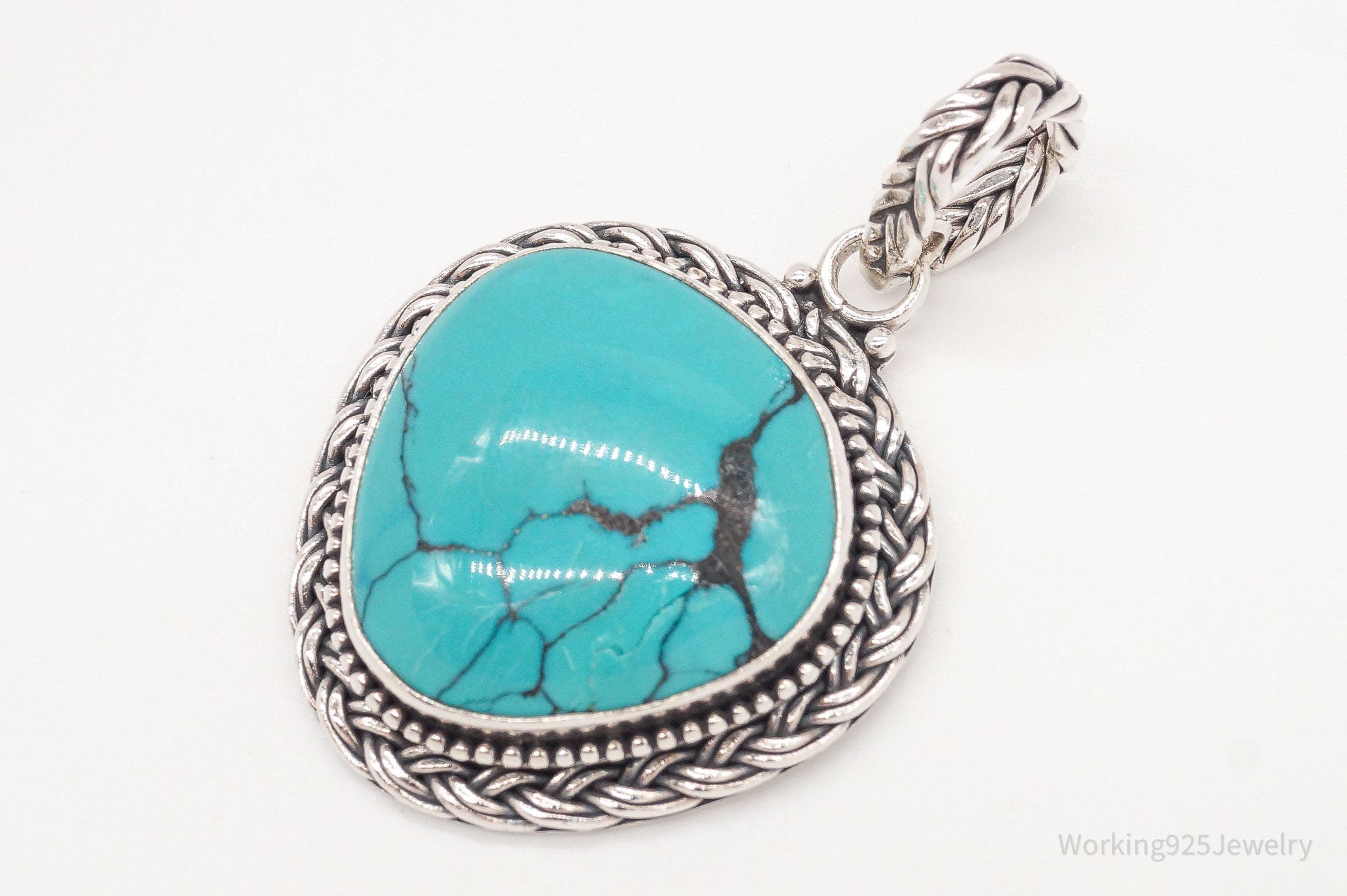 Large Vintage Designer Barse Turquoise Western Sterling Silver Pendant | Jewelry > Necklaces > Pendants | Wiccan Center