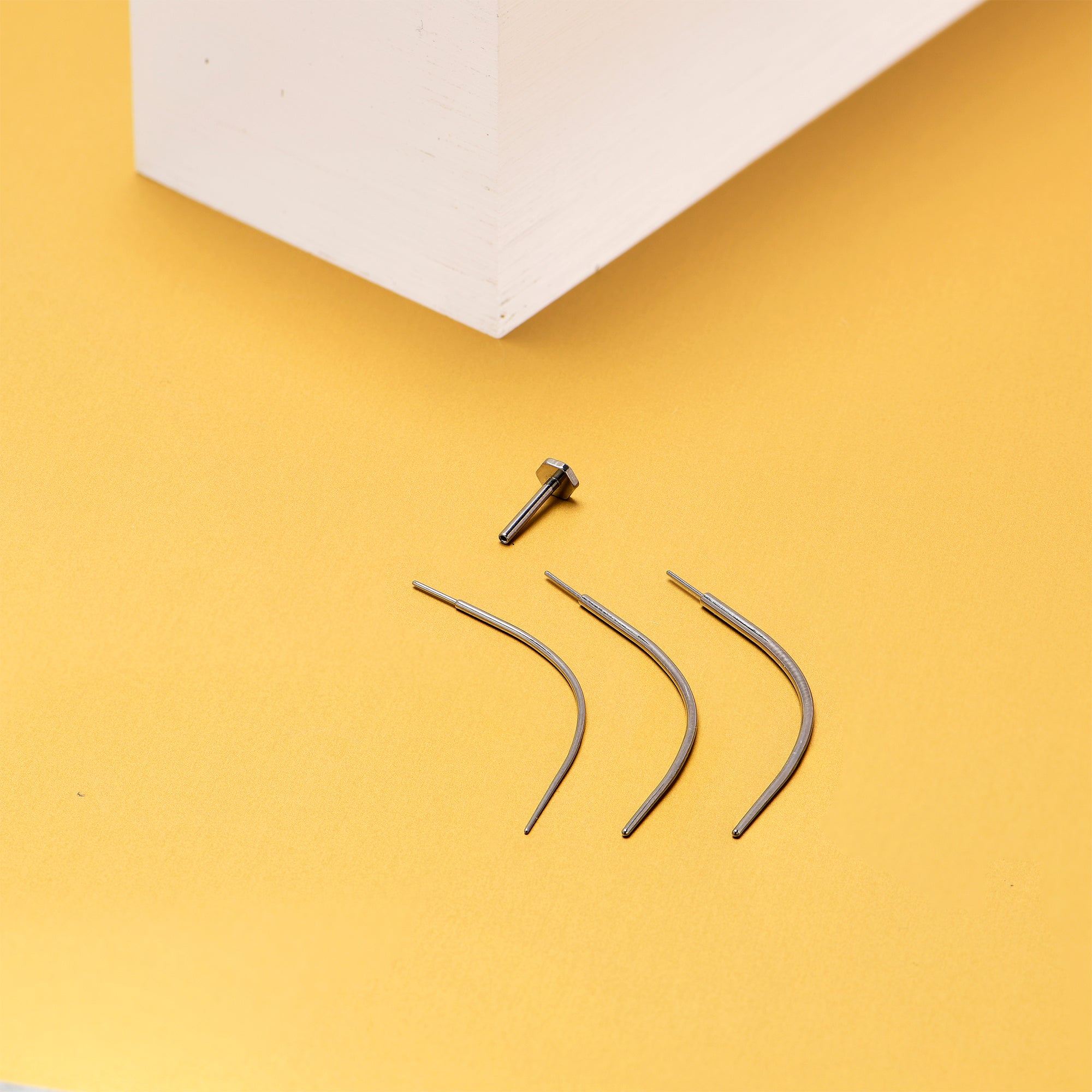 Stainless Steel Curved Insertion Tool, Threadless Insertion Pin Taper | TAPER Insertion Tool | Wiccan Center