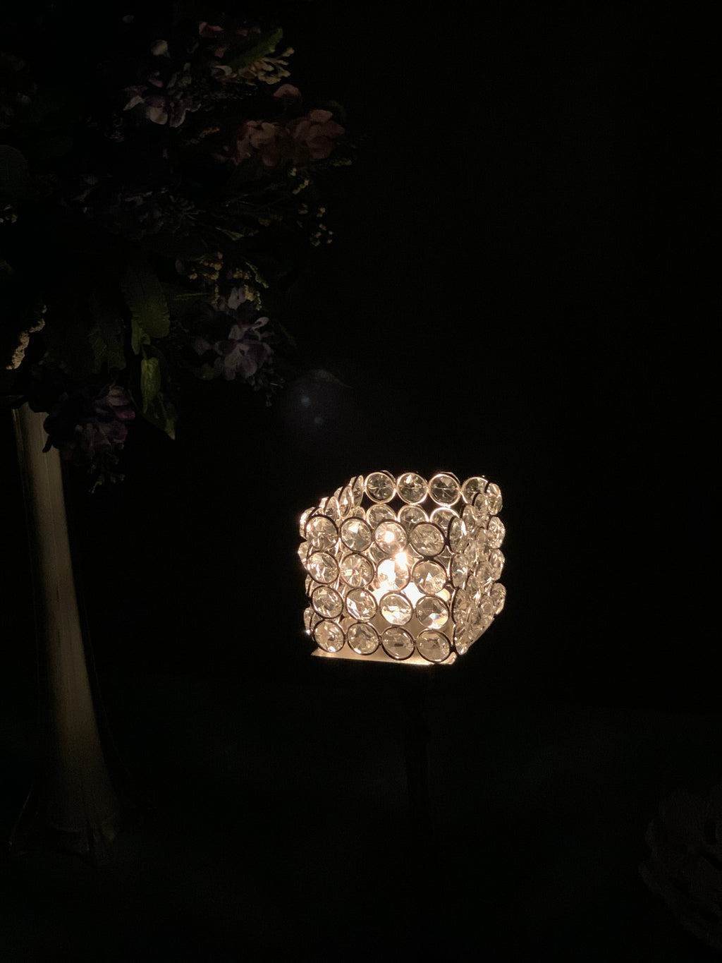 Vibhsa Hurricane Crystal Candle Holder | Square, 10", Tealight Centerpiece | Candle Holder | Wiccan Center