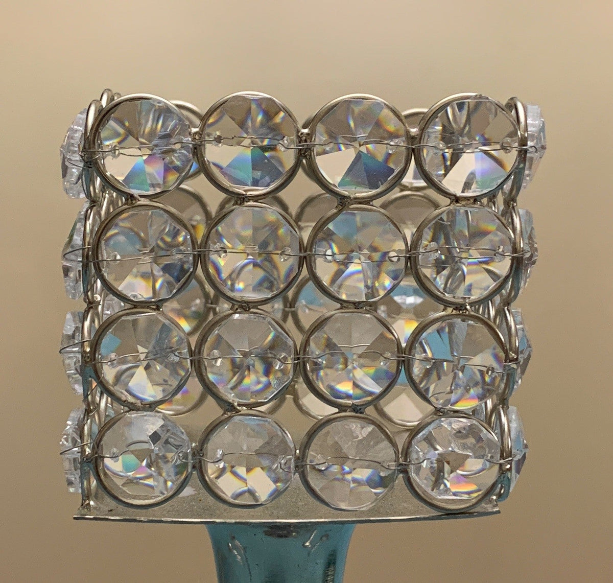 Vibhsa Hurricane Crystal Candle Holder | Square, 10", Tealight Centerpiece | Candle Holder | Wiccan Center
