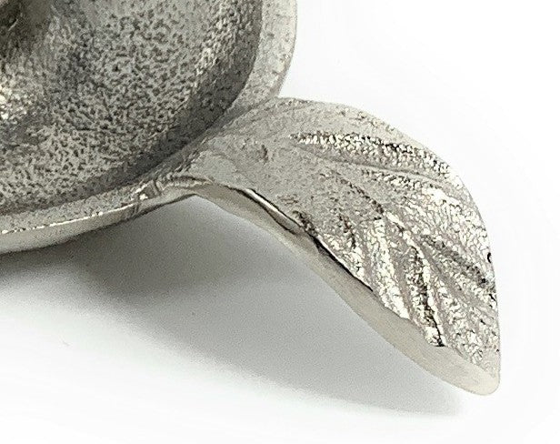 Vibhsa Silver Taper Candlestick Holder Dish | Set of 2, Leaf Handle, Rustic Aluminum | home Decor | Wiccan Center