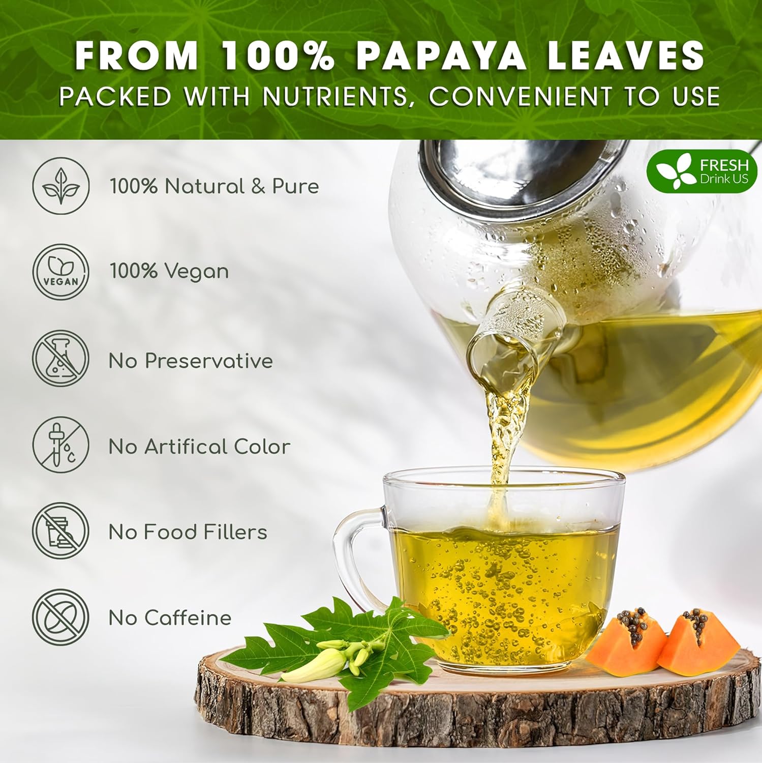 Premium Papaya Dried Leaves, Papaya Loose Leaf Herbal Tea, No Additives, No Caffeine, Vegan | Tea | Wiccan Center