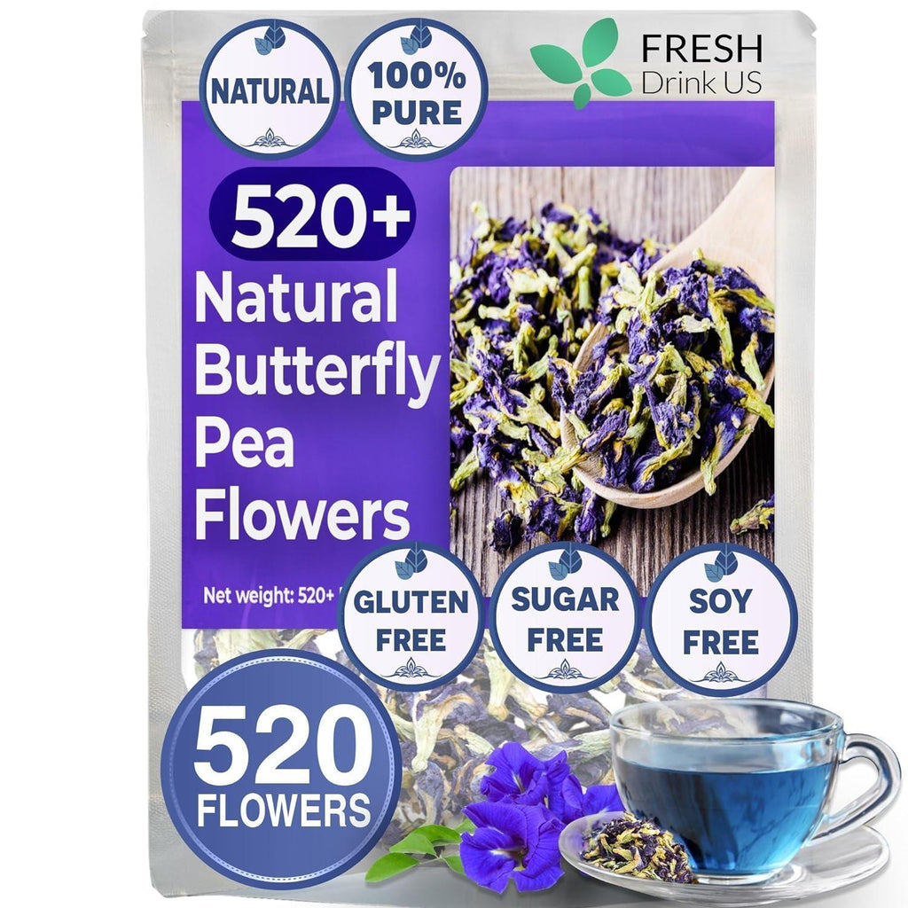 Premium Butterfly Pea Flowers, Tea Bags, 100% Natural and Pure from Butterfly Pea Flowers, Hand-made, Made With Natural Materials-Corn Fiber Tea Bag, Sugar/Caffeine/Gluten Free | Tea | Wiccan Center