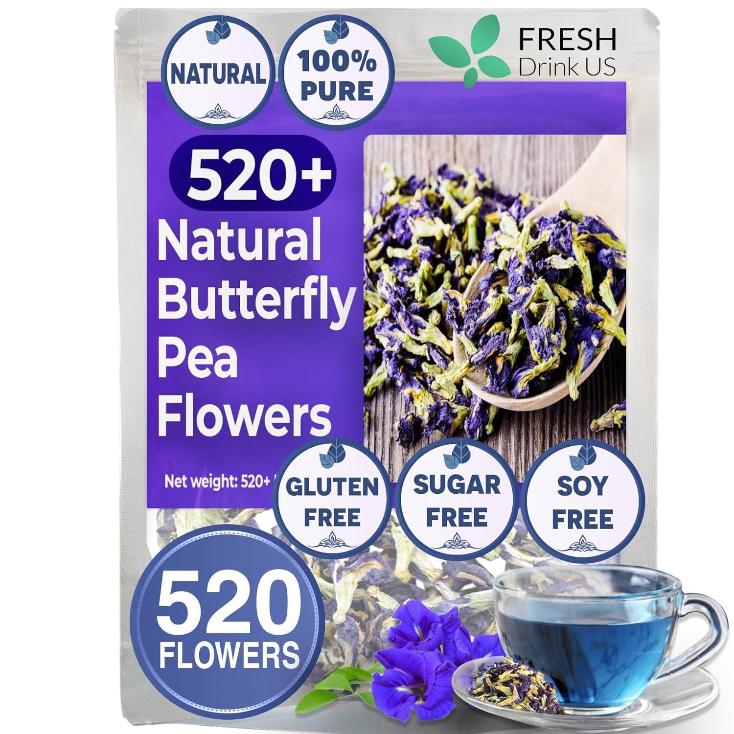 Premium Butterfly Pea Flowers, Tea Bags, 100% Natural and Pure from Butterfly Pea Flowers, Hand-made, Made With Natural Materials-Corn Fiber Tea Bag, Sugar/Caffeine/Gluten Free | Tea | Wiccan Center