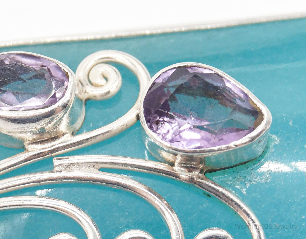 Large Vintage Blue Stone Amethyst Sterling Silver Necklace Pendant | Jewelry > Necklaces > Pendants | Wiccan Center