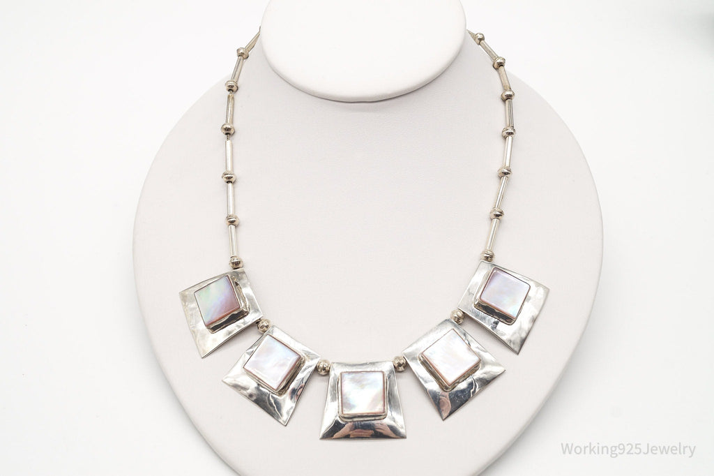 Vintage Native America Pink Mother Of Pearl Silver Necklace | Jewelry > Necklaces > Pendants | Wiccan Center