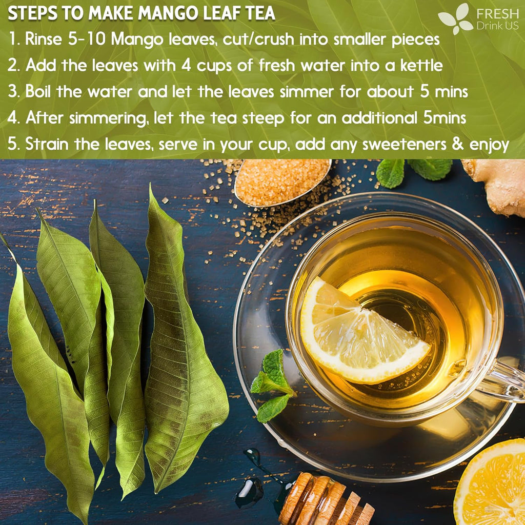 Mango Leaf, Whole Dried Leaves, Tea Bags, Powder, 100% Natural & Pure from Mango Leaves. Mango Dried Leaves. Loose Leaf Mango Herbal Tea. Mango Leaf Tea. No Sugar, No Caffeine, No Gluten, Vegan. | Tea | Wiccan Center