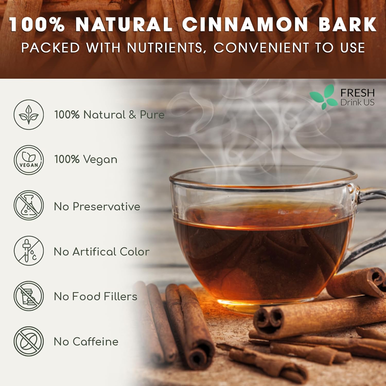 Cinnamon Sticks, Whole Sticks, 100% Natural & Pure Cinnamon Inner Bark, Raw Cinnamon Spice Flavor & Strong Aroma, Cinnamon Spice Herbal Tea, Perfect for Warm Beverages, No Additives, Vegan | Tea | Wiccan Center