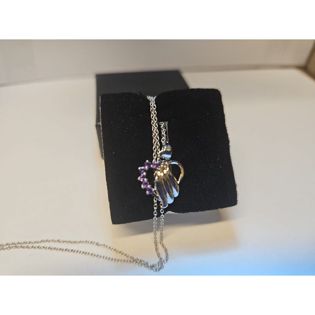 Amethyst Heart Pendant Necklace — 18-inch Sterling Silver Chain | CrystalCloud Company