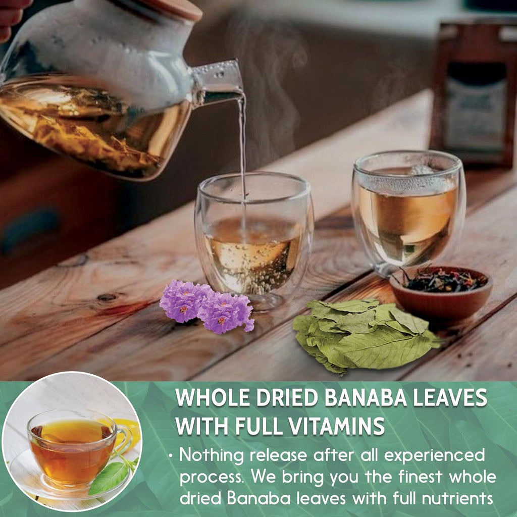 Natural Banaba Dried Leaves, Tea Bags, Powder, Whole Banaba Leaves, 100% Pure Dried Banaba Leaves, Banaba Leaf Tea, No Additives, No Caffeine, Vegan | Tea | Wiccan Center