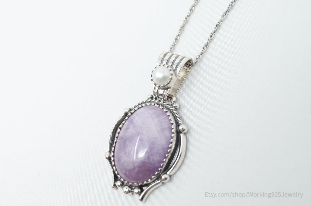 Vintage Southwestern Charoite Pearl Sterling Silver Necklace | Jewelry > Necklaces > Pendants | Wiccan Center