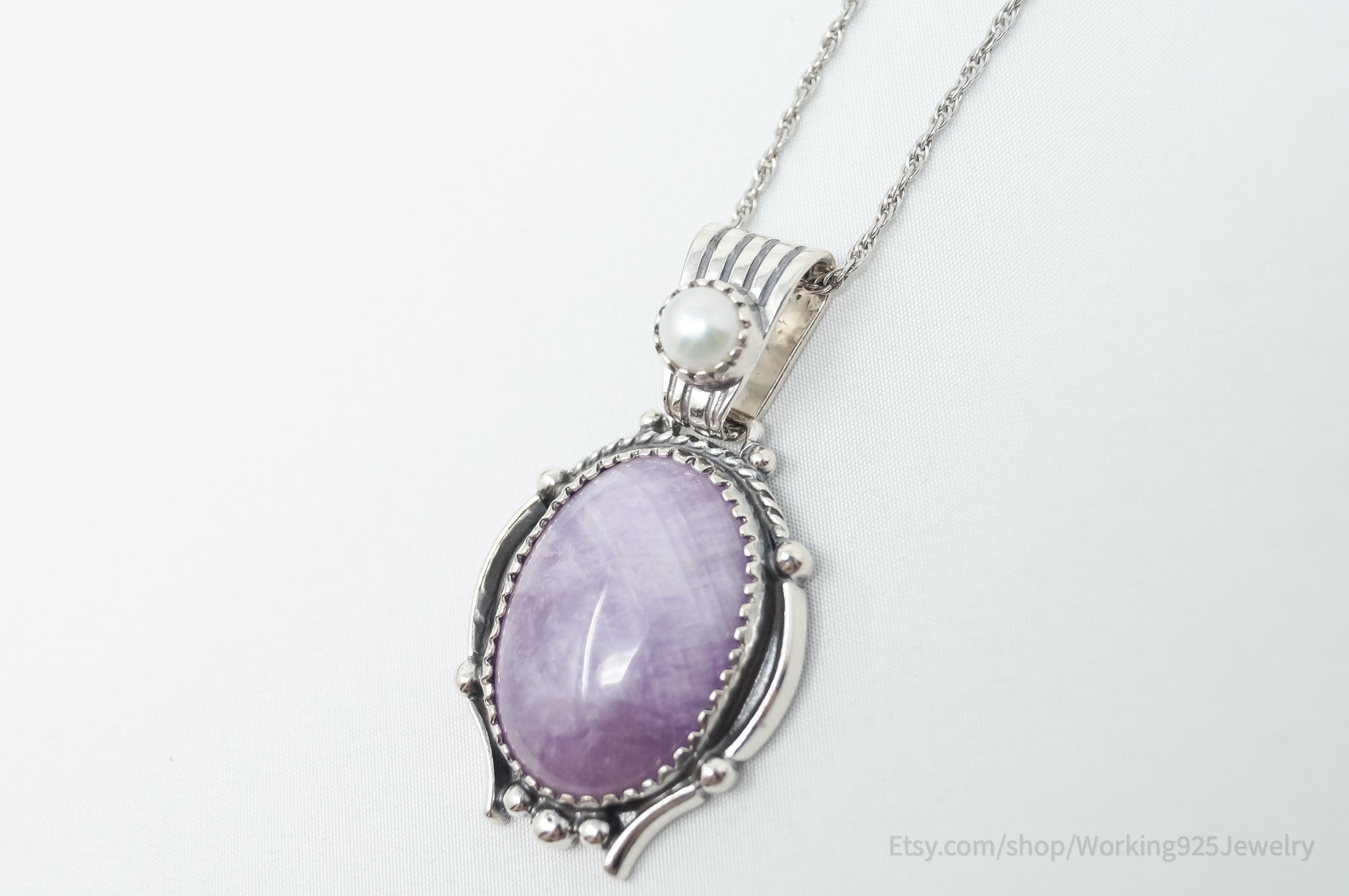 Vintage Southwestern Charoite Pearl Sterling Silver Necklace | Jewelry > Necklaces > Pendants | Wiccan Center