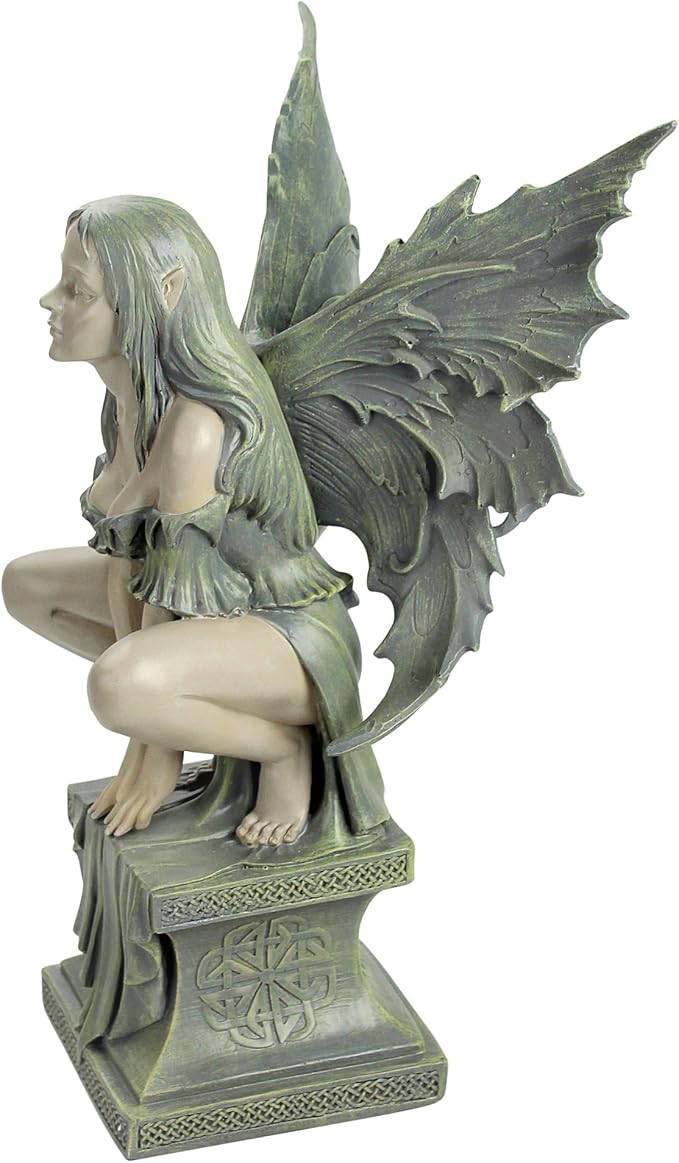 Design Toscano Celtic Fairy's Perilous Perch Outdoor Garden Statue, Large, 19 Inch, Polyresin, Two Tone Stone | Outdoor Statues | Wiccan Center