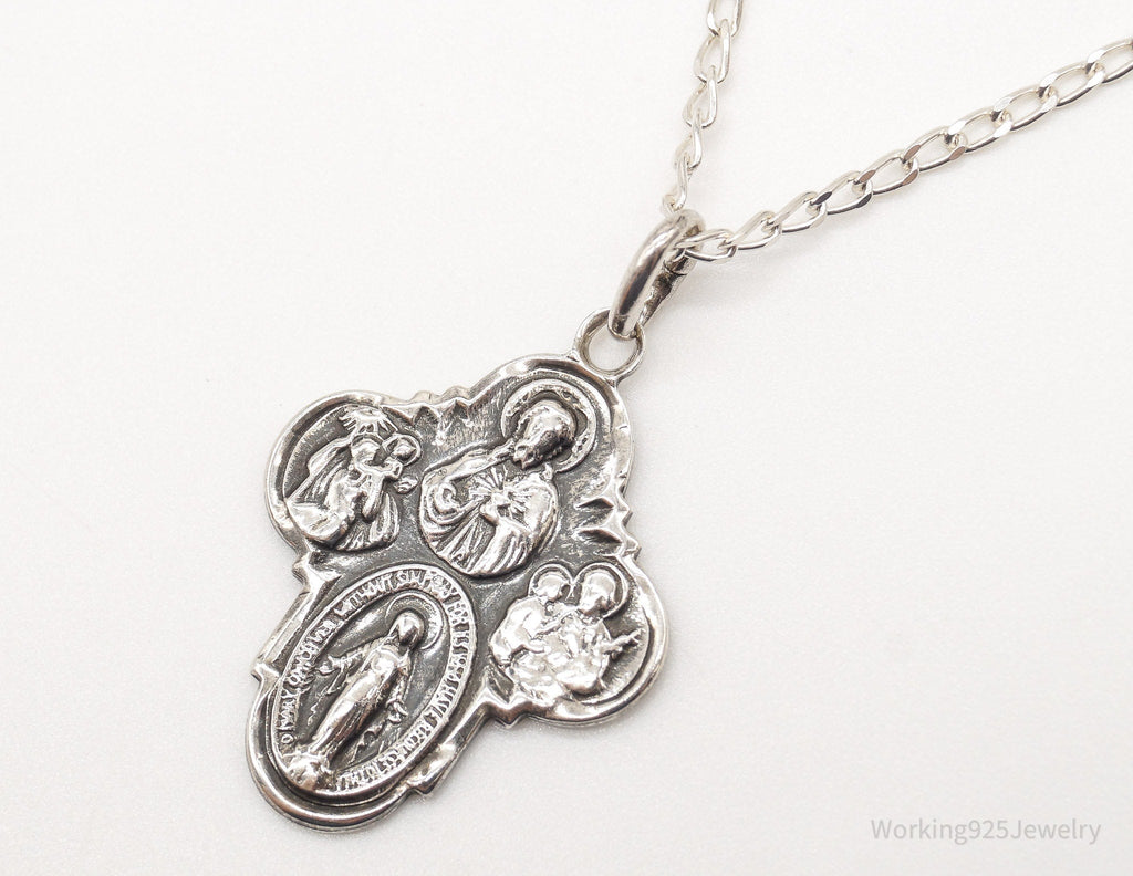 Antique Mary Pray For Us Sterling Silver Necklace | Jewelry > Necklaces > Pendants | Wiccan Center