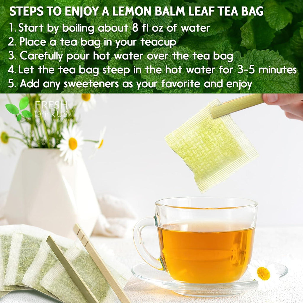 Premium Lemon Balm Leaf Tea Bags, 100% Natural & Pure from Lemon Balm Leaves. Loose Leaf Lemon Balm Herbal Tea. Lemon Balm Leaf Tea. No Sugar, No Caffeine, No Gluten, Vegan. | Tea | Wiccan Center