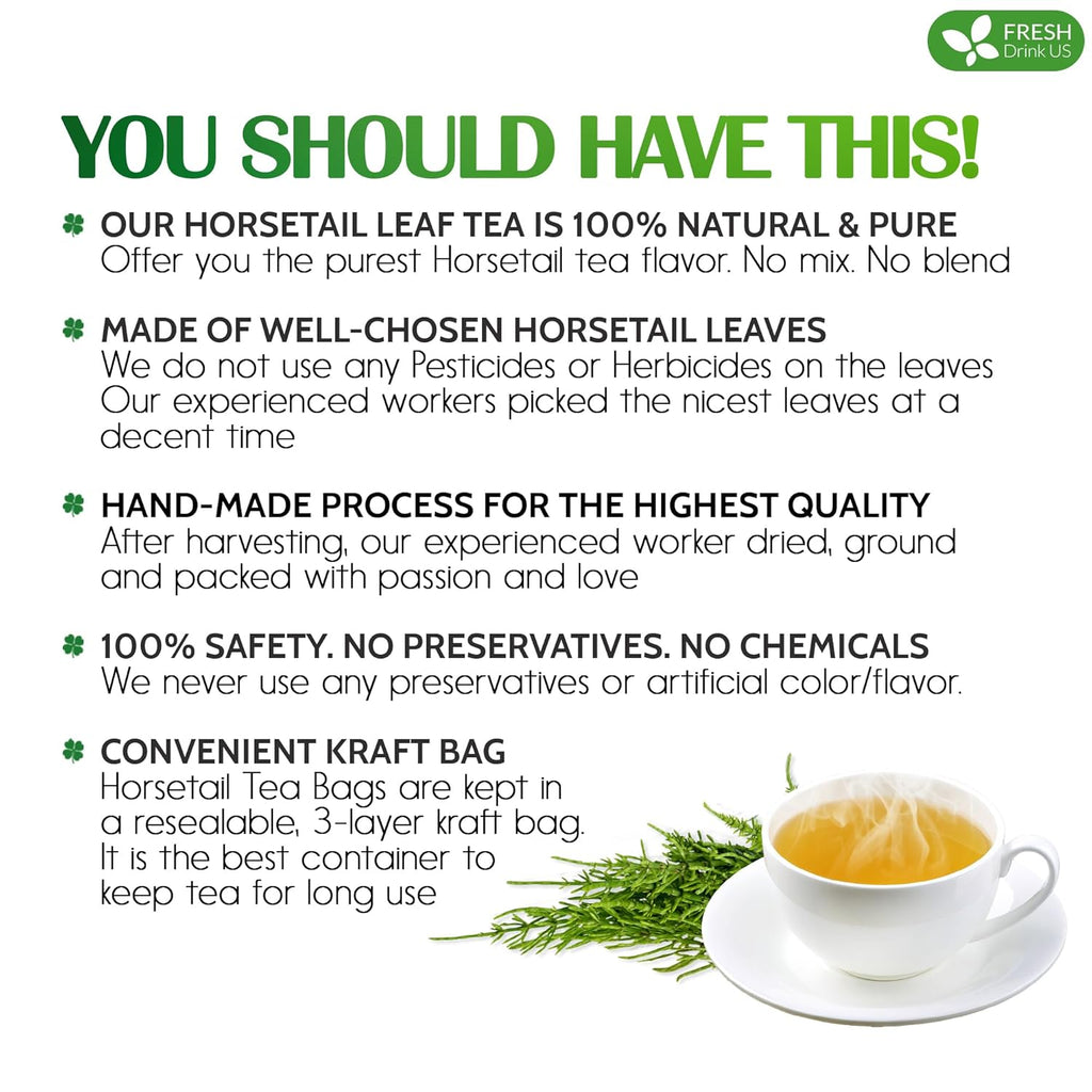 Premium Horsetail Leaf Tea Bags – Herbal Tea for Daily Wellness, Beauty Routine & Caffeine-Free Refreshment | Tea | Wiccan Center