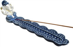 Ceramic Ash Catcher (1)- Blue and White Ganesh - QMH1566OA-39 | INCENSES BURNERS | Wiccan Center