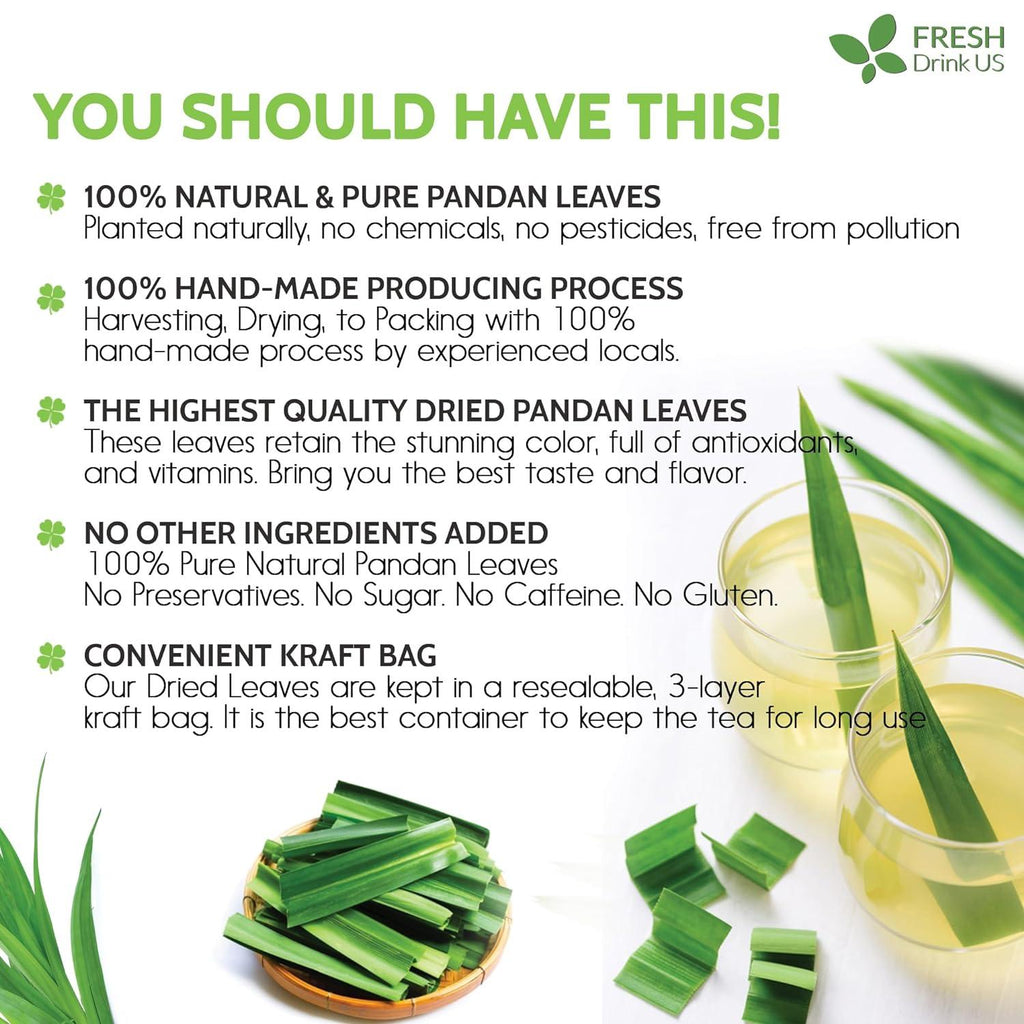 Natural Pandan Leaves Dried, Pandan Leaf Powder, 100% Pure Dried Pandan Leaves, Pandan Leaf Tea, No Additives, No Caffeine, Vegan | Tea | Wiccan Center