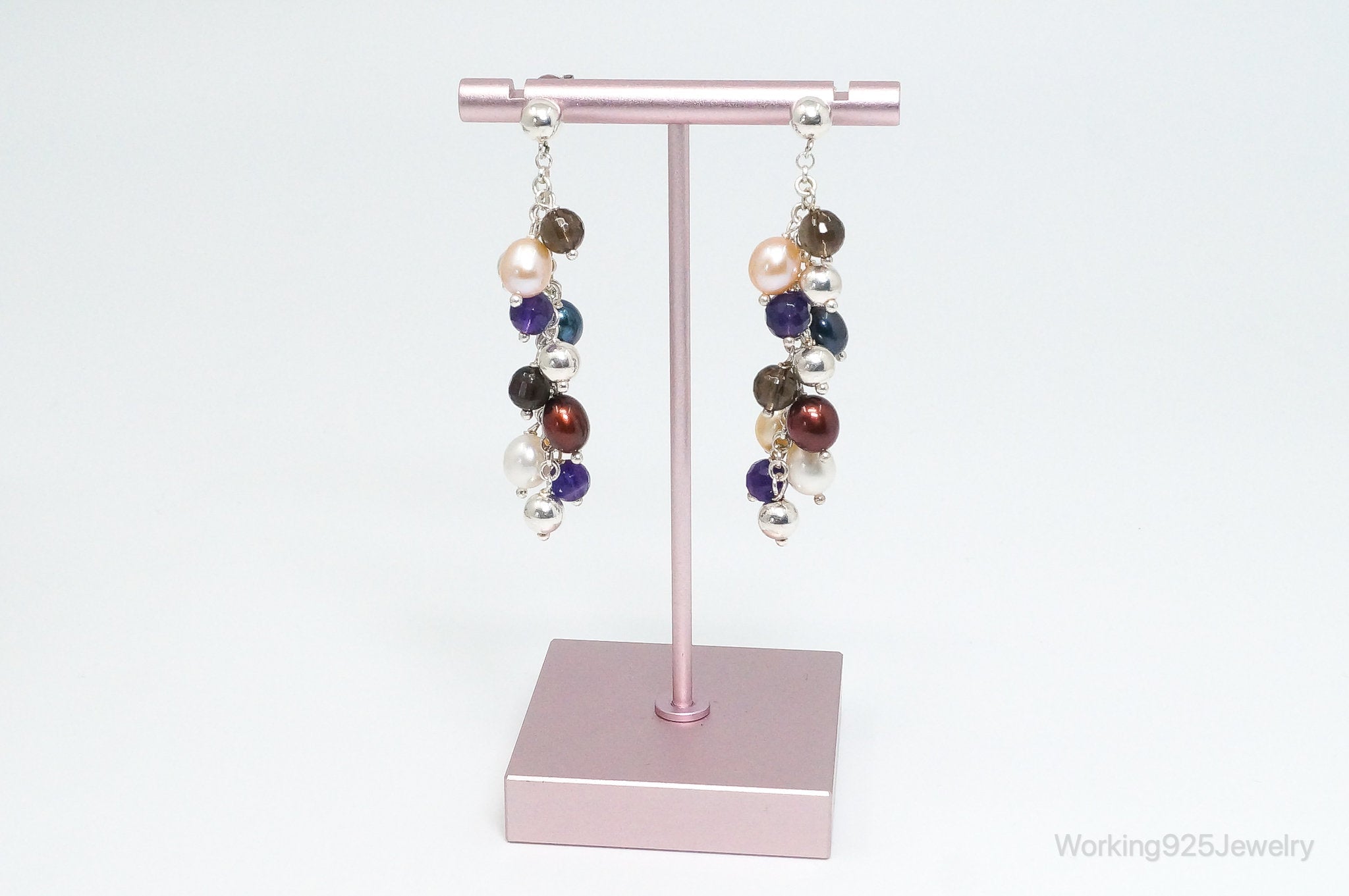 Vintage Italian Designer Multi Gem Sterling Silver Earrings | Jewelry > Earrings | Wiccan Center