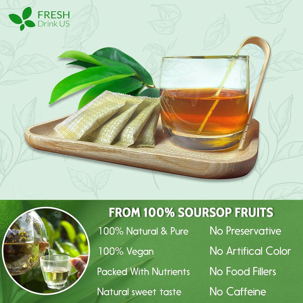 Premium Soursop Graviola Fruit Tea Bags, Tea Powder, 100% Natural and Pure from Soursop Fruits, Handmade, Made With Natural Materials-Corn Fiber Tea Bag, Sugar/Caffeine/Gluten Free, Hoja Guanabana Tea | Tea | Wiccan Center