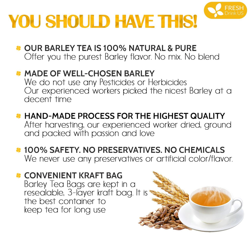 Premium Barley Tea Bags, 100% Natural & Pure from Barley. Loose Barey Herbal Tea. No Sugar, No Caffeine, No Gluten, Vegan. | Tea | Wiccan Center