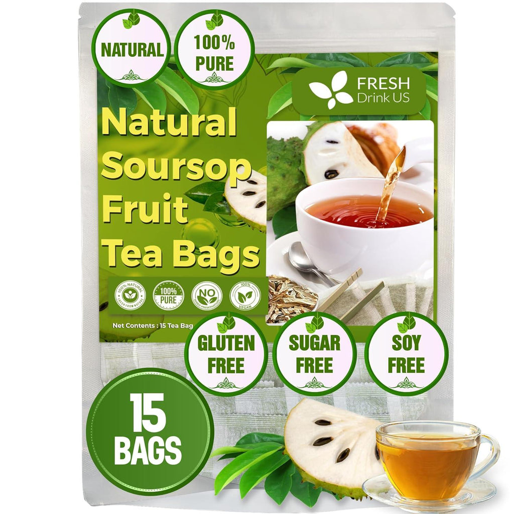 Premium Soursop Graviola Fruit Tea Bags, Tea Powder, 100% Natural and Pure from Soursop Fruits, Handmade, Made With Natural Materials-Corn Fiber Tea Bag, Sugar/Caffeine/Gluten Free, Hoja Guanabana Tea | Tea | Wiccan Center