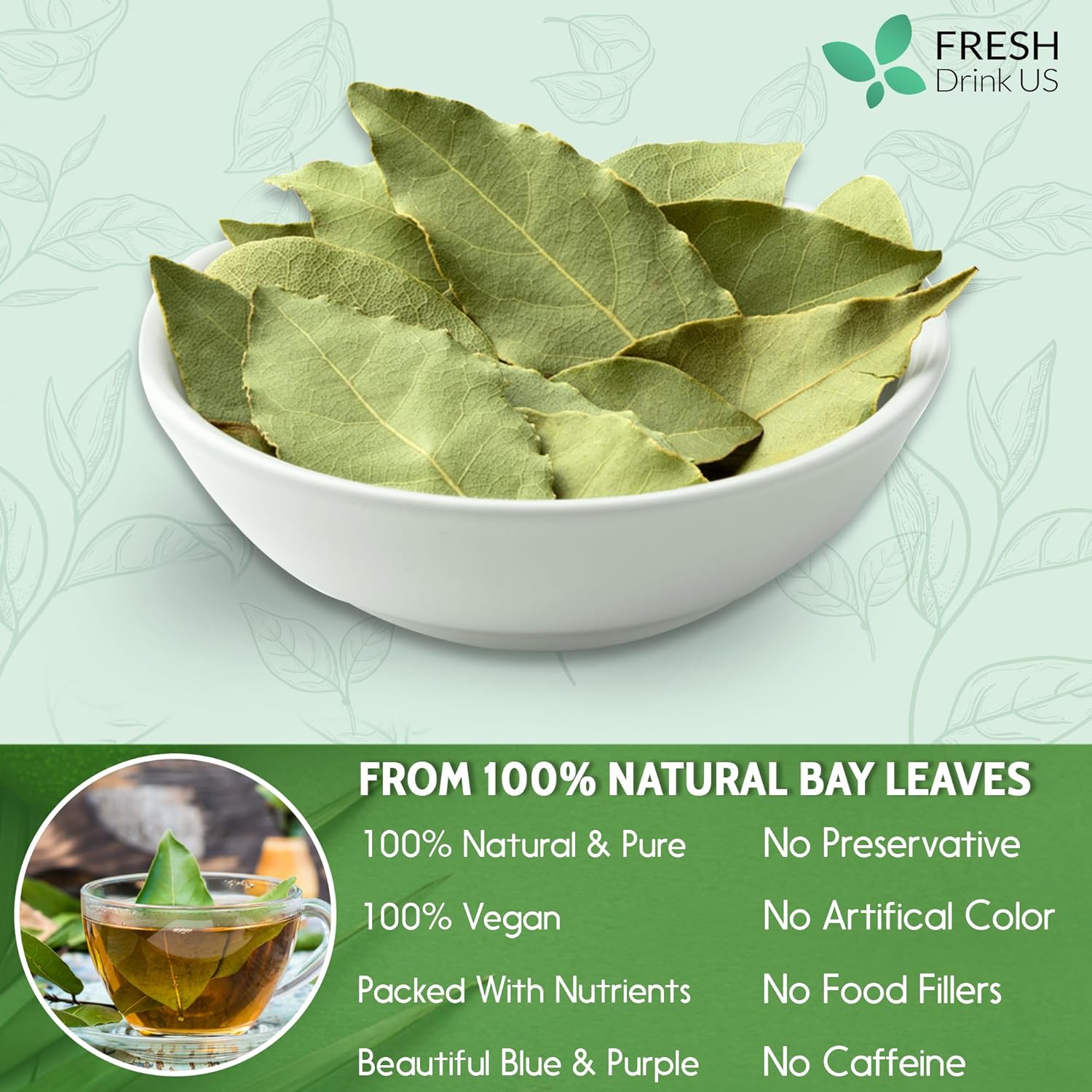 Premium Dried Bay Leaves, Tea Bags, Powder, Bay Leaves Spice, Whole Nice Leaves, Wildcrafted, Fresh Harvested, Bay Leaves For Cooking, Sugar-Free, Gluten Free, Caffeine Free, Vegan | Tea | Wiccan Center