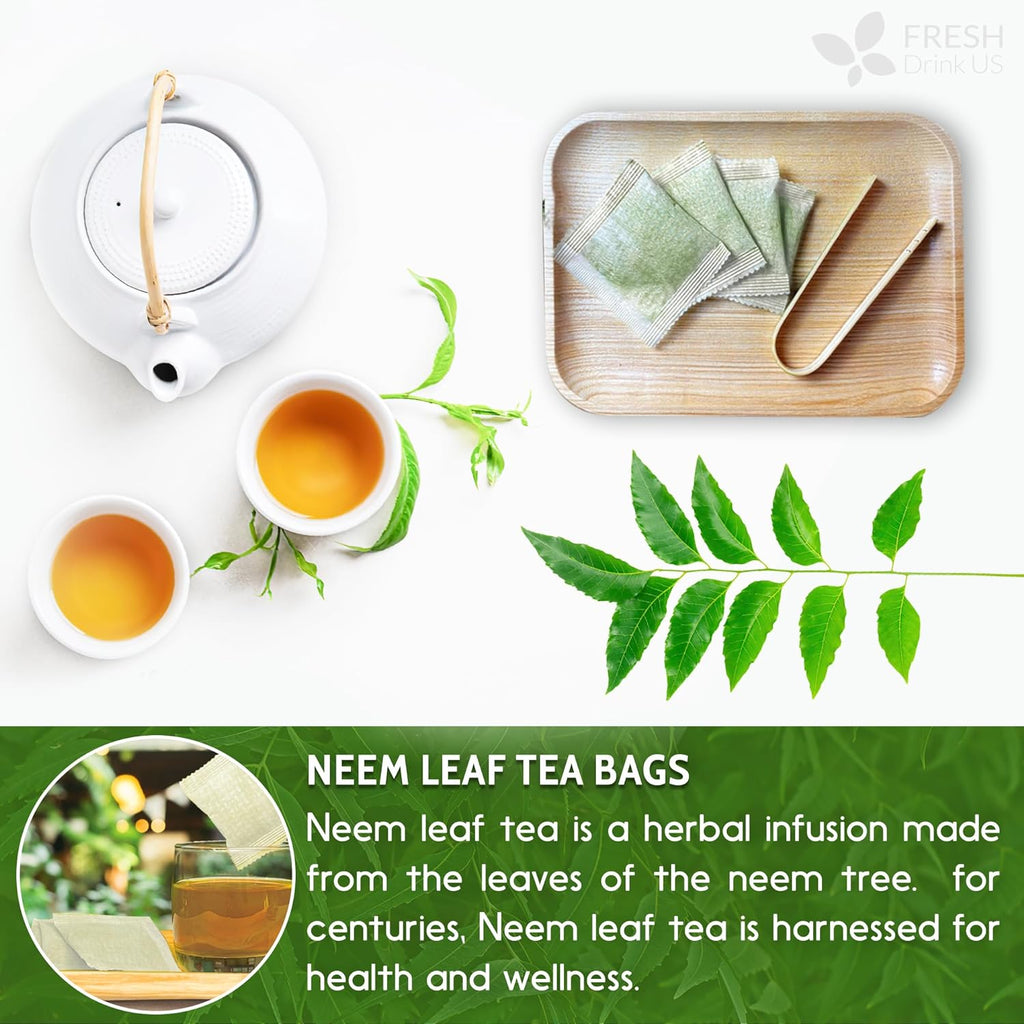Neem Leaf Tea Bags, 100% Natural and Pure from Neem Leaves. Loose Leaf Neem Herbal Tea. Neem Leaf Tea. No Sugar, No Caffeine, No Gluten, Vegan. | Tea | Wiccan Center