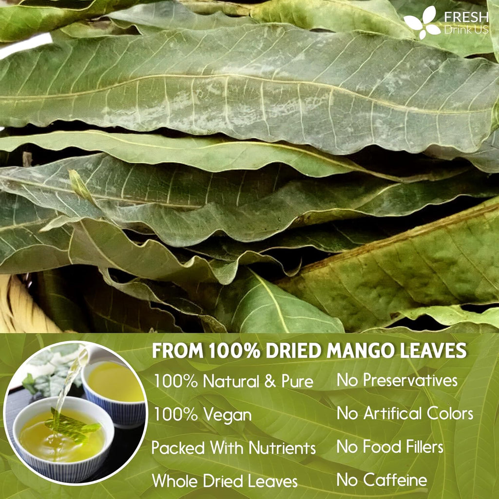 Mango Leaf, Whole Dried Leaves, Tea Bags, Powder, 100% Natural & Pure from Mango Leaves. Mango Dried Leaves. Loose Leaf Mango Herbal Tea. Mango Leaf Tea. No Sugar, No Caffeine, No Gluten, Vegan. | Tea | Wiccan Center