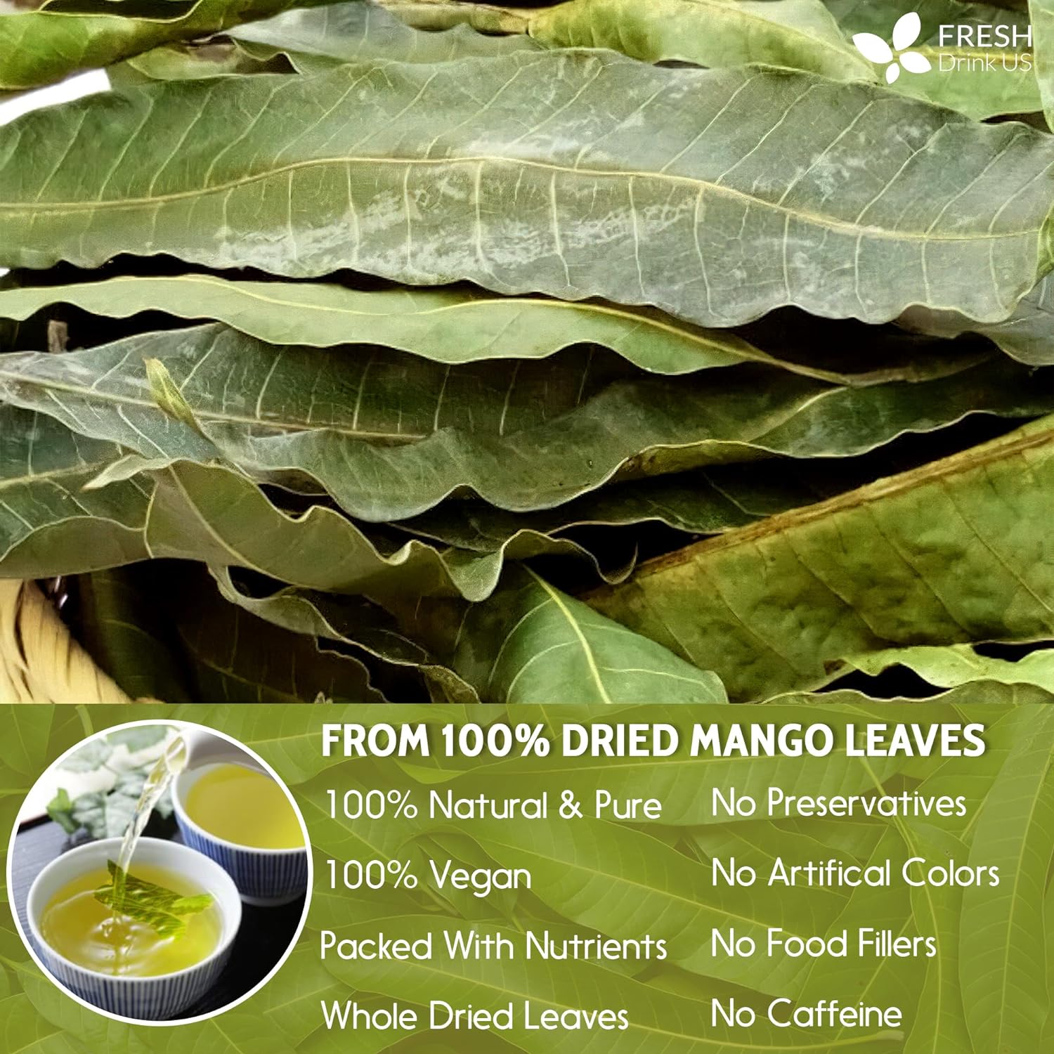 Mango Leaf, Whole Dried Leaves, Tea Bags, Powder, 100% Natural & Pure from Mango Leaves. Mango Dried Leaves. Loose Leaf Mango Herbal Tea. Mango Leaf Tea. No Sugar, No Caffeine, No Gluten, Vegan. | Tea | Wiccan Center