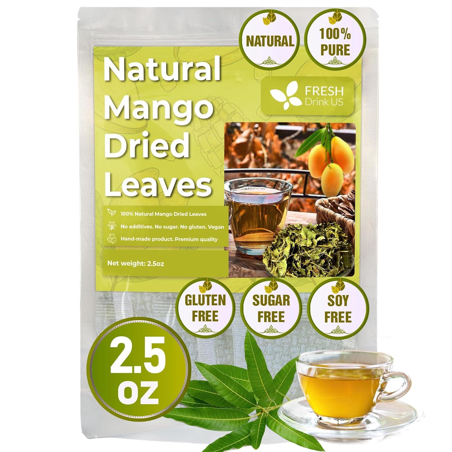 Mango Leaf, Whole Dried Leaves, Tea Bags, Powder, 100% Natural & Pure from Mango Leaves. Mango Dried Leaves. Loose Leaf Mango Herbal Tea. Mango Leaf Tea. No Sugar, No Caffeine, No Gluten, Vegan. | Tea | Wiccan Center