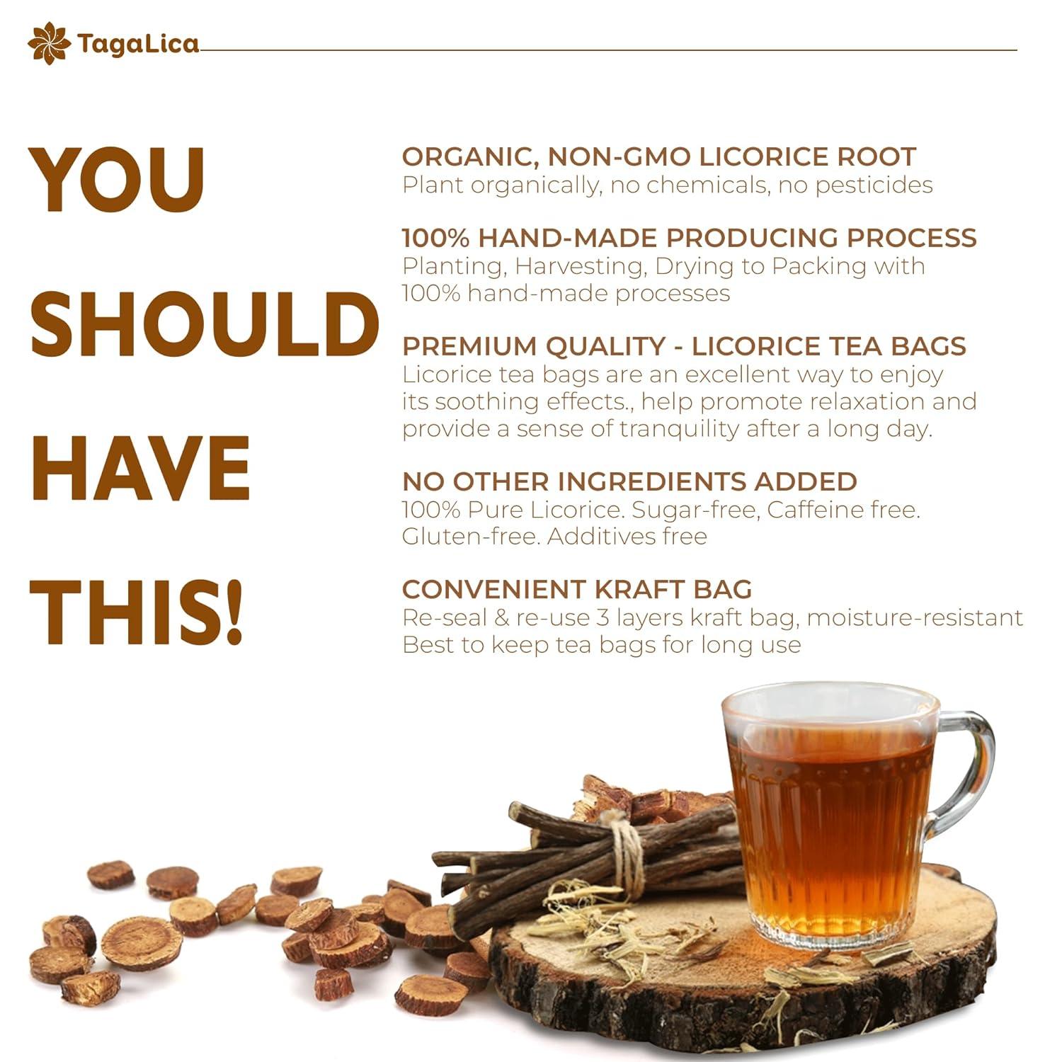 Premium Licorice Root Tea Bags, 100% Natural, Pure Licorice Root, Eco-Conscious Tea Bags, Licorice Root Herbal Tea, Licorice Root Tea. No Sugar, No Caffeine, No Gluten, Vegan | Tea | Wiccan Center