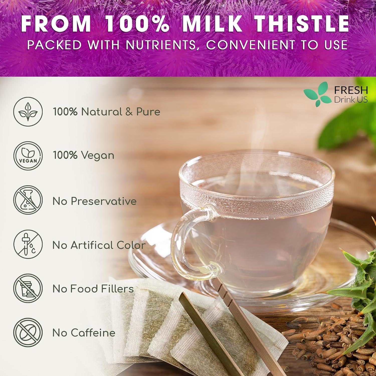 Premium Milk Thistle Tea Bags, 100% Natural & Pure from Milk Thistle Seeds. Milk Thistle Seed Herbal Tea. Milk Thistle Seed Tea. Made with Natural Material Tea Bags. No Sugar, No Caffeine, No Gluten, Vegan. | Tea | Wiccan Center