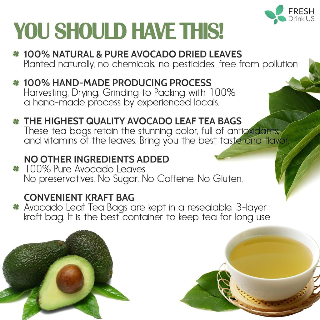 Natural Avocado Whole Leaves Dried, Tea Bags, 100% Pure from Avocado Leaves, Avocado Leaf Tea, Hojas de Aguacate Seca, No Additives, No Caffeine, Vegan | Tea | Wiccan Center