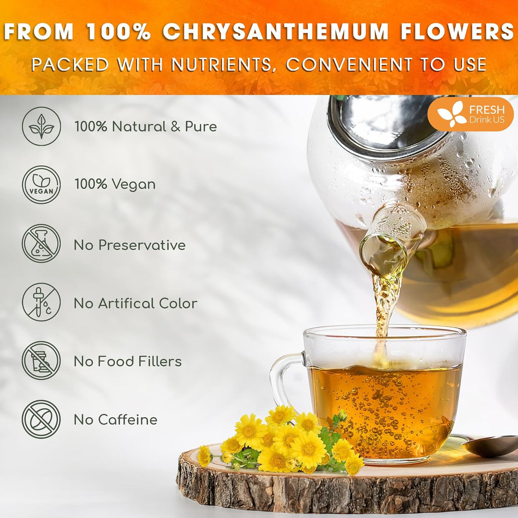 Premium Chrysanthemum Flowers, Chrysanthemum Herbal Tea, No Additives, No Caffeine, Vegan | Tea | Wiccan Center