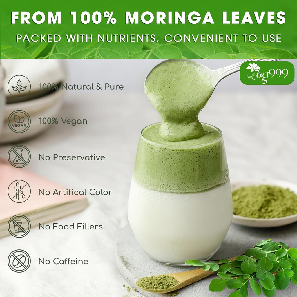 Premium Moringa Leaf Powder, 100% Natural and Pure from Moringa Leaves, No Additives, No Gluten, No Sugar, Vegan | Tea | Wiccan Center