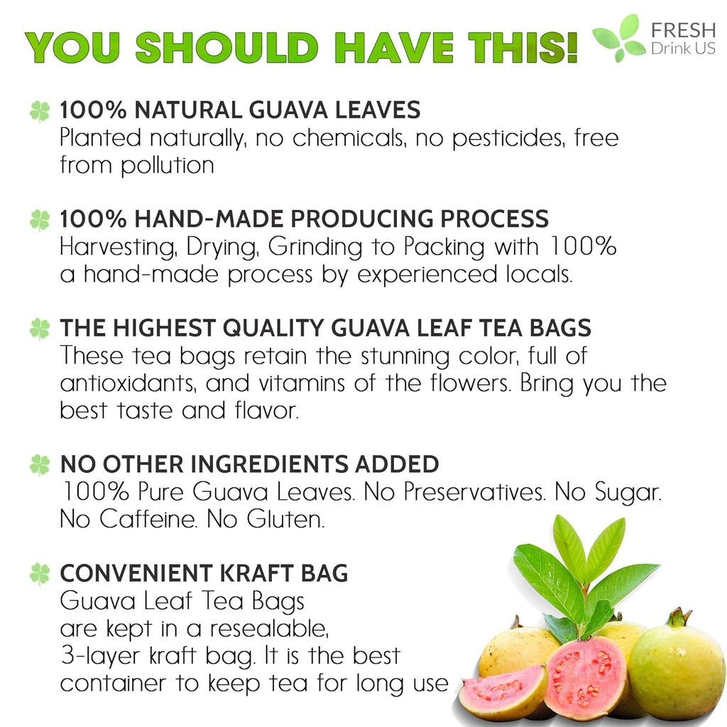 Natural Guava Leaves, Whole Dried Leaves, Cut-and-Sifted Guava leaves, 100% Pure from Guava Leaves, Natural Guava Loose Leaf Herbal Tea, No Additives, No Caffeine, Vegan | Tea | Wiccan Center