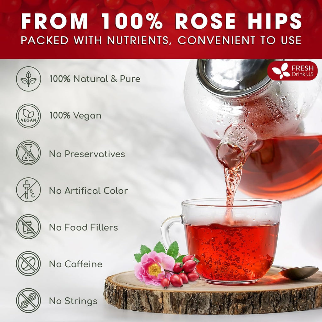 Premium Rosehip Tea Bags, 100% Natural & Pure from Rose Hip Fruits. | Tea | Wiccan Center