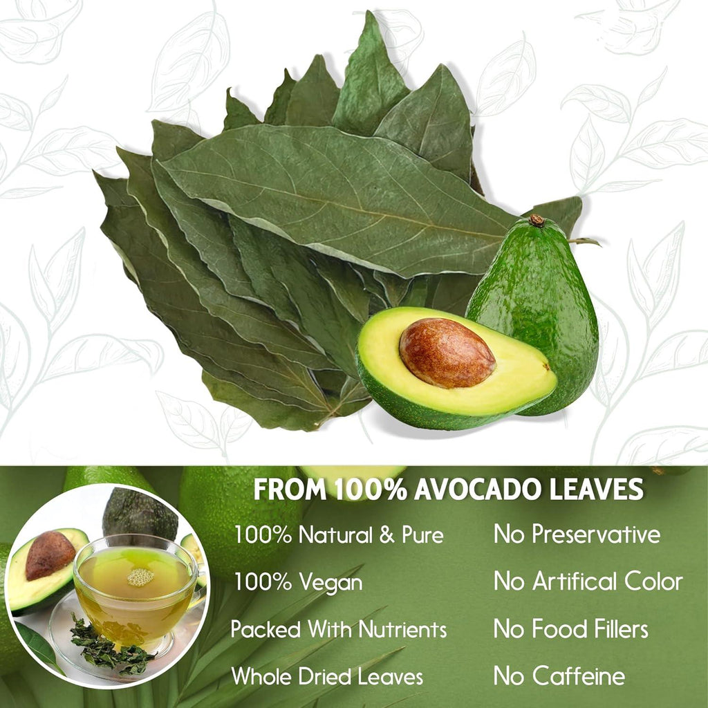 Natural Avocado Whole Leaves Dried, Tea Bags, 100% Pure from Avocado Leaves, Avocado Leaf Tea, Hojas de Aguacate Seca, No Additives, No Caffeine, Vegan | Tea | Wiccan Center