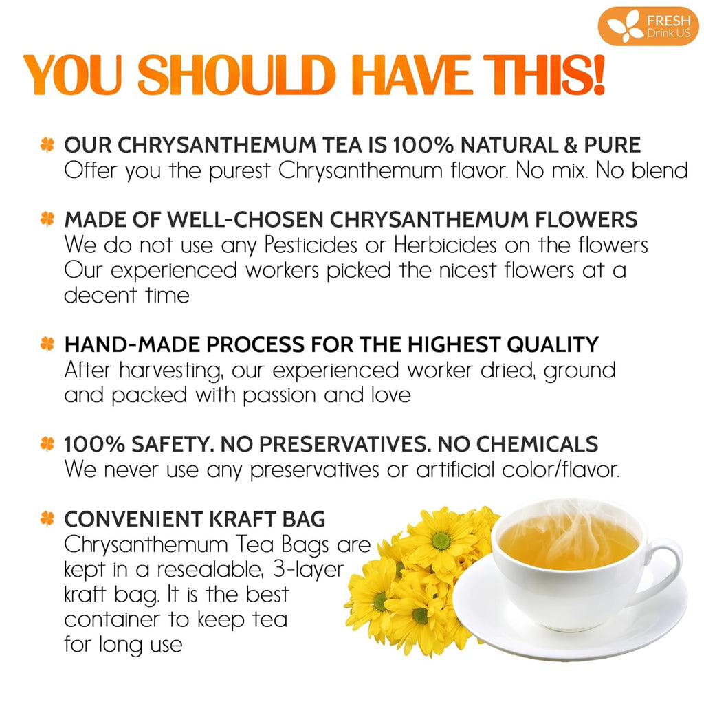 Premium 75 Chrysanthemum Flower Tea Bags | Tea | Wiccan Center